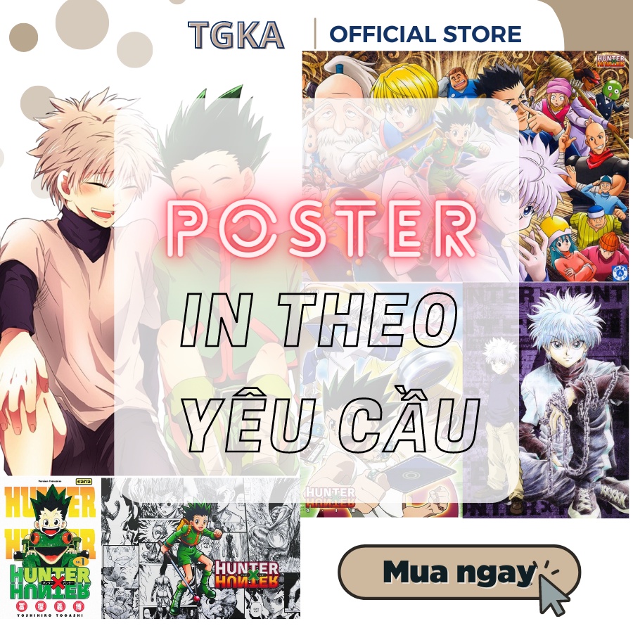 Poster anime tranh treo dán tường in theo yêu cầu A4 giấy bóng cực đẹp