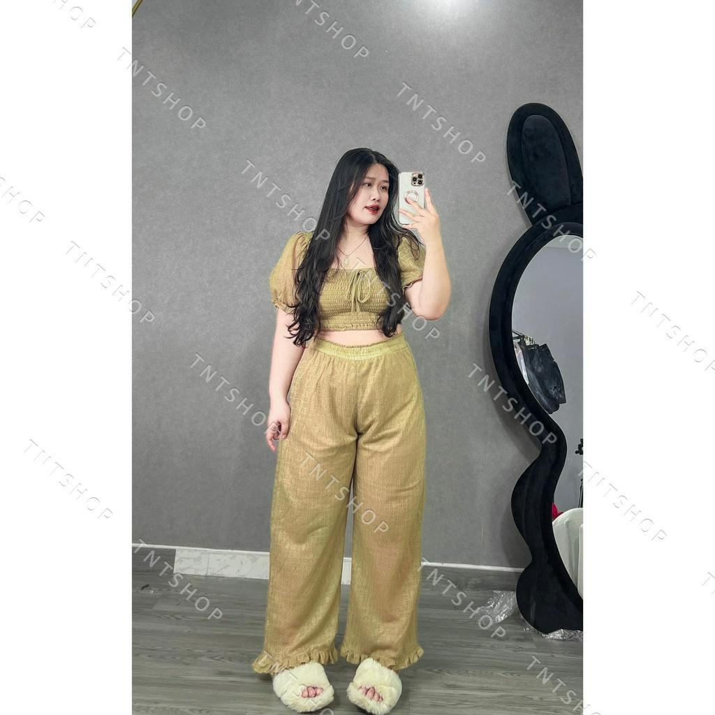 SET REN MỊN ÁO NHÚN QUẦN DÀI VIỀN BÈO [TNT SHOP BIGSIZE 60KG 90KG]