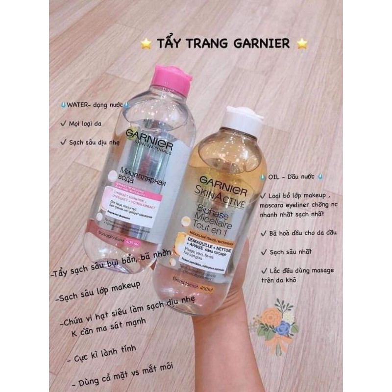 🌸NƯỚC TẨY TRANG GARNIER KHÔNG CỒN 3 in 1