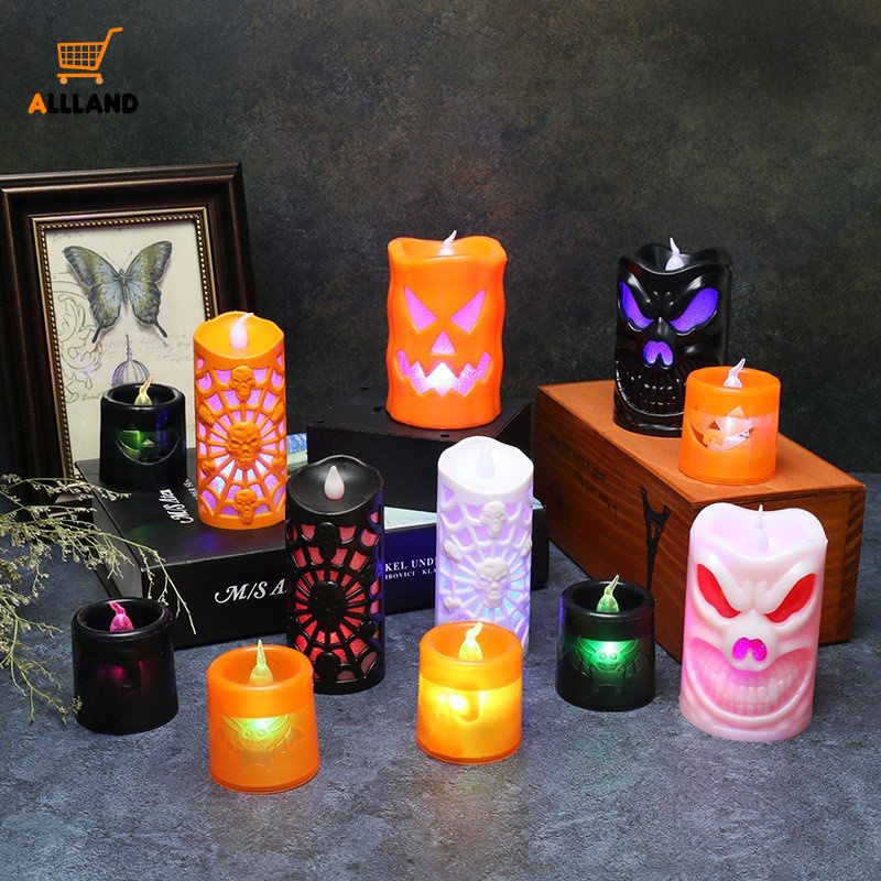 1 Đèn LED Hình Đầu Lâu Trang Trí Halloween