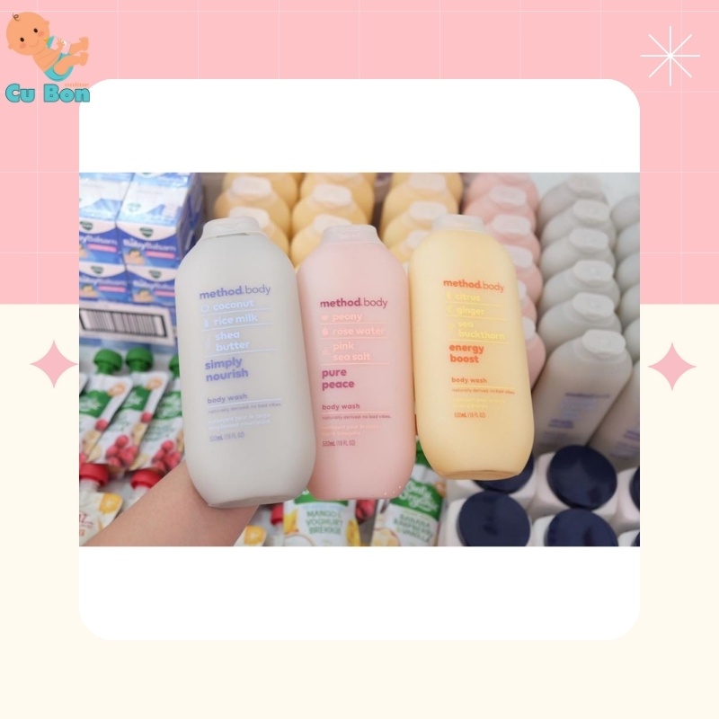 Sữa Tắm Method Body hương nước hoa 532ml Dưỡng Ẩm Và Làm Trắng Da đem lại làn da mịn màng của úc