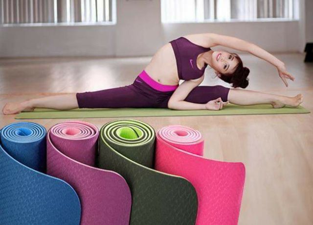 Thảm tập Yoga cao cấp có hạt  ma sát chống trơn KT: 172cmx60cmx6mm (ảnh thật)