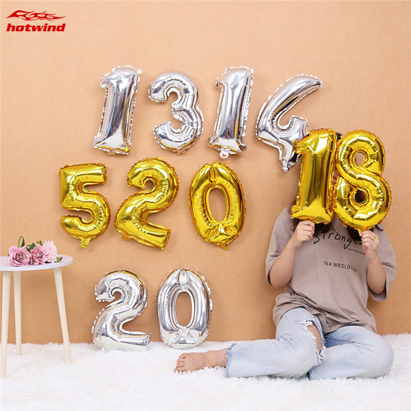 HW 40.64 cm Foil Birthday Balloons Air Helium Number Balloon Happy Birthday Party Decoration Figures Balloon