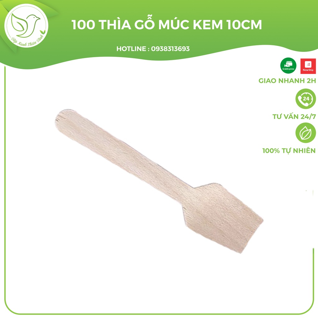 100 Thìa kem gỗ, muôi gỗ dùng một lần kiểu Nhật giá rẻ, sạch sẽ