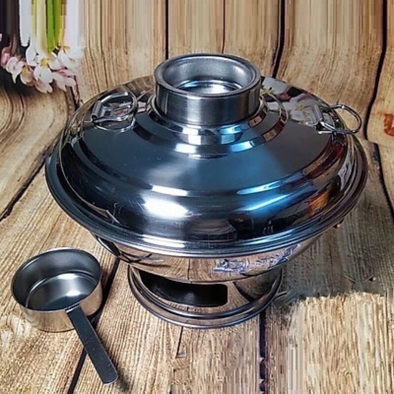Lẩu  cù  lao  inox  2in1  sáng  bóng  cao cấp  24cm