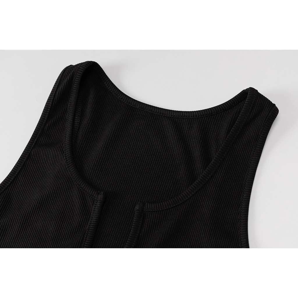 DUNEA Đầm không tay dáng ôm thiết kế cổ chữ U quyến rũ