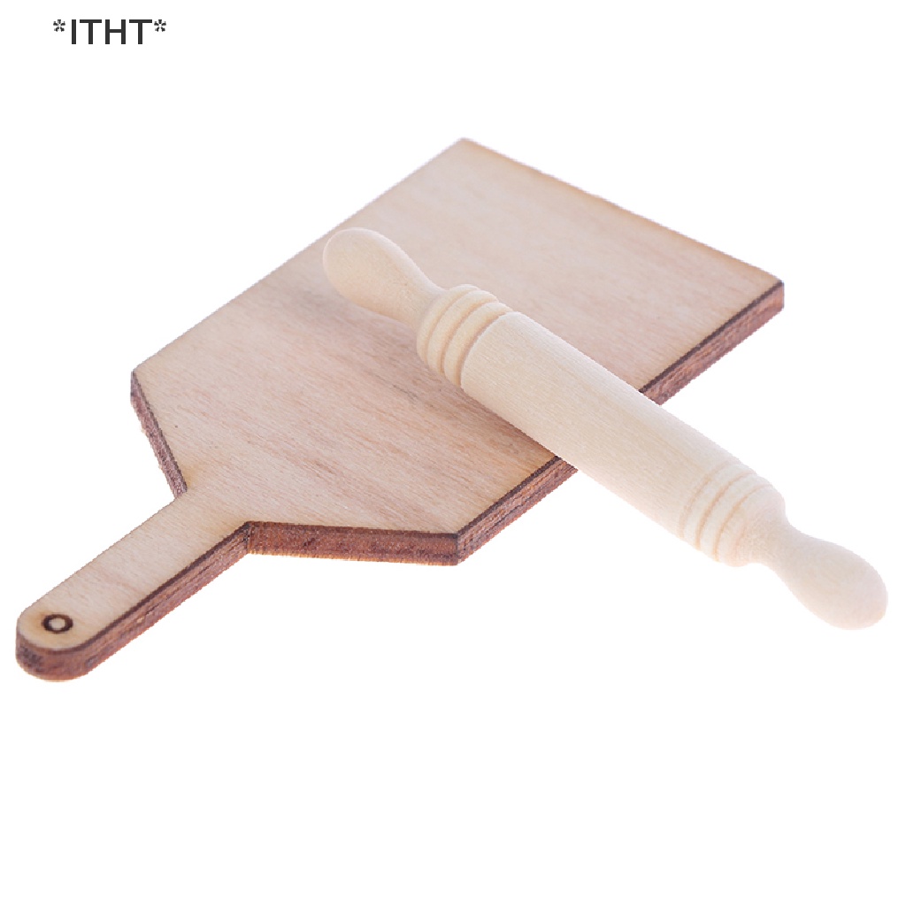 Set thớt và cây cán bột mini tỉ lệ 1:12 cho nhà búp bê