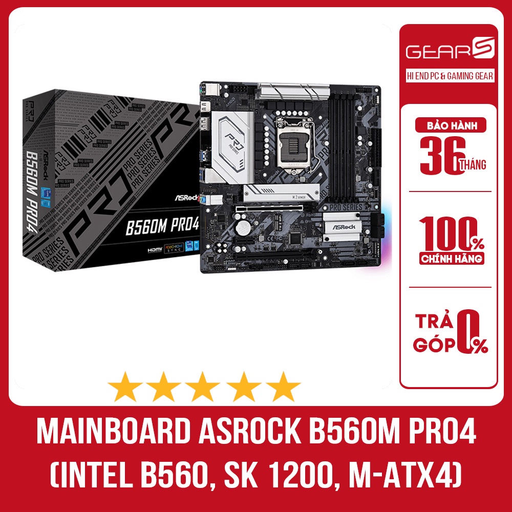 ❍◘✘Mainboard ASROCK B560M PRO4 (Intel B560, Socket 1200, m-ATX, 4 khe Ram DDR4) - Bảo hành chính hãng 36 Tháng