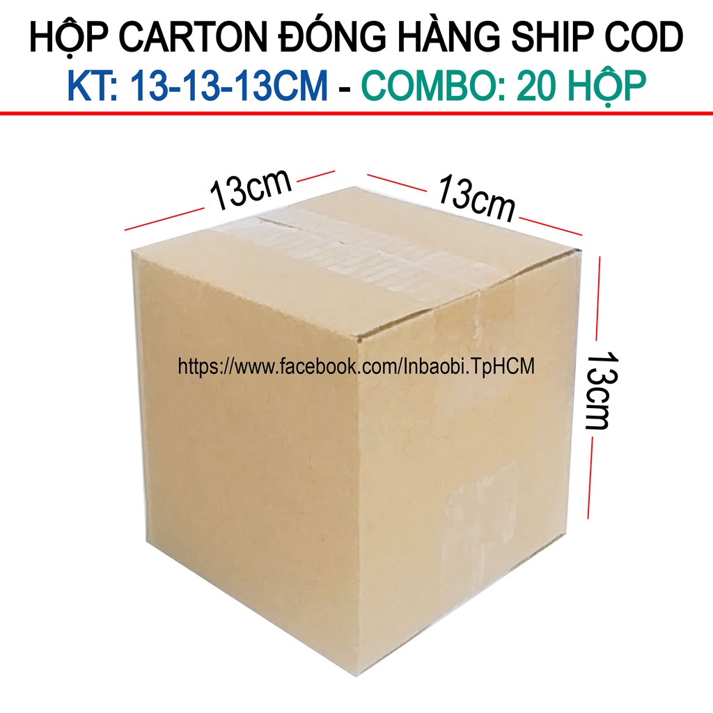 20 Hộp 13x13x13 cm, Hộp Carton 3 lớp đóng hàng chuẩn Ship COD (Green &amp; Blue Box, Thùng giấy - Hộp giấy giá rẻ)