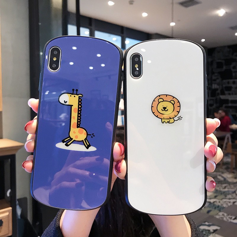 Ốp Lưng Kính Cường Lực Viền Cong Hình Thú - K027