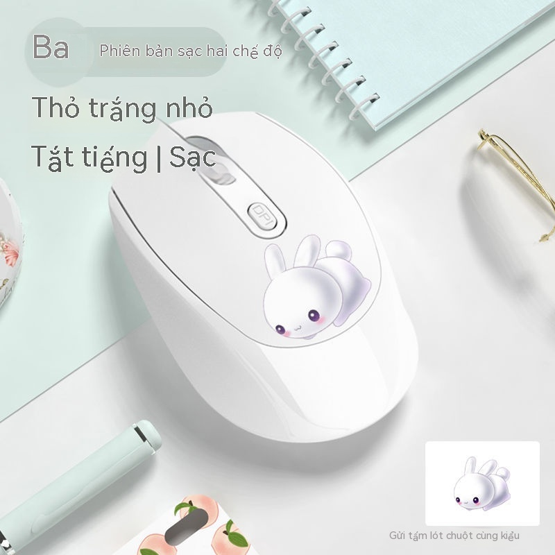 Chuột Bluetooth Không Dây Dễ Thương Có Thể Sạc Lại Dành Cho Văn Phòng/Máy Tính Bảng