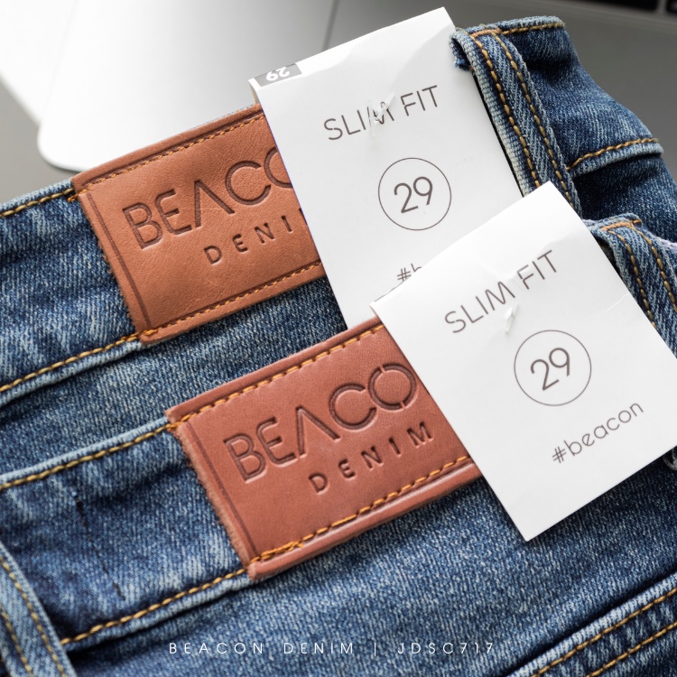 Quần Jean Dài Nam Siêu Cấp Xanh Đậm Rách Nhiều BEACON DENIM Form Slim Fit Năng Động JDSC717