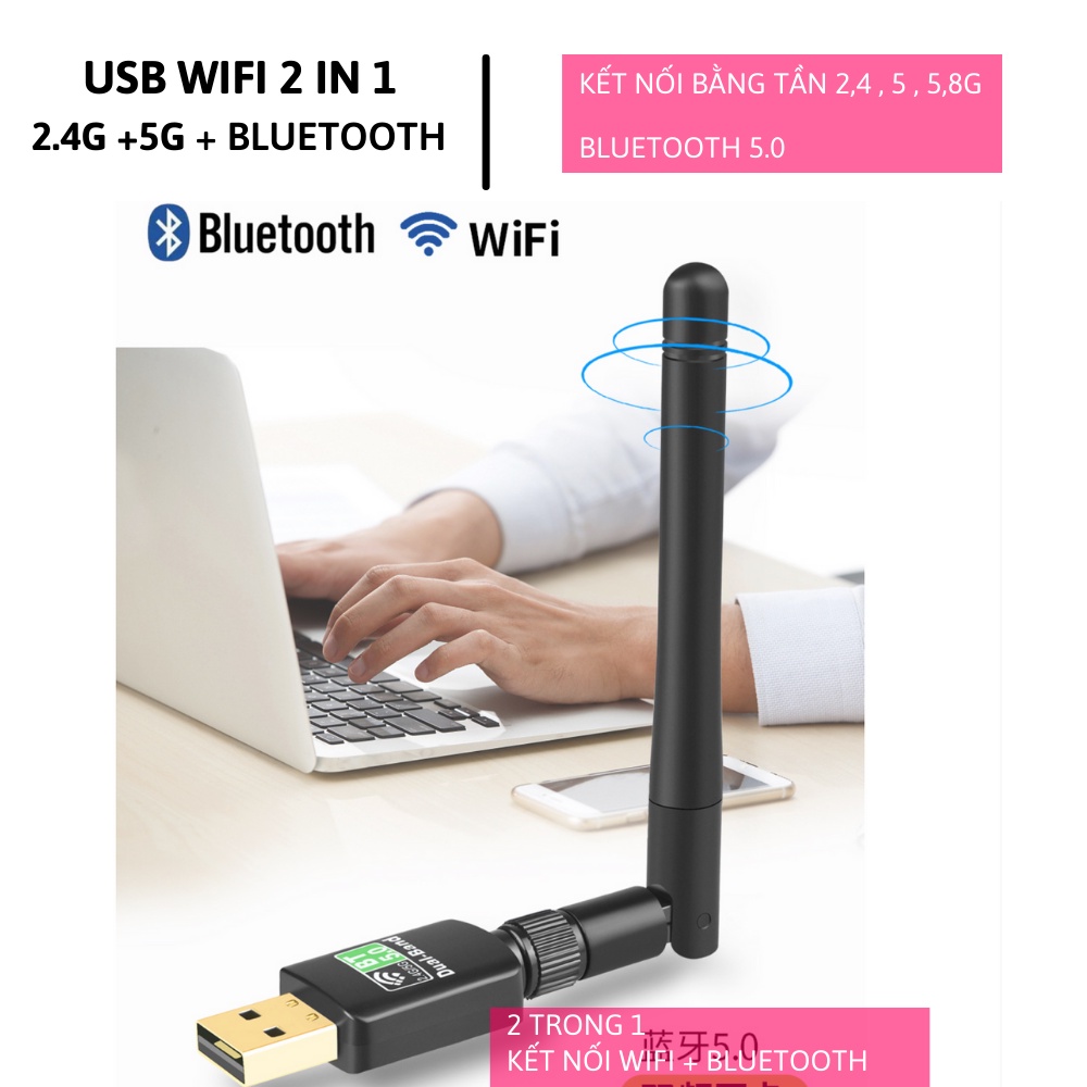 USB WIFI 5G  , USB BLUETOOTH 2 IN 1 THU BẮT SÓNG WIFI BLUETOOTH 5.0 CHO PC , LAPTOP MẠNH MẼ | BigBuy360 - bigbuy360.vn