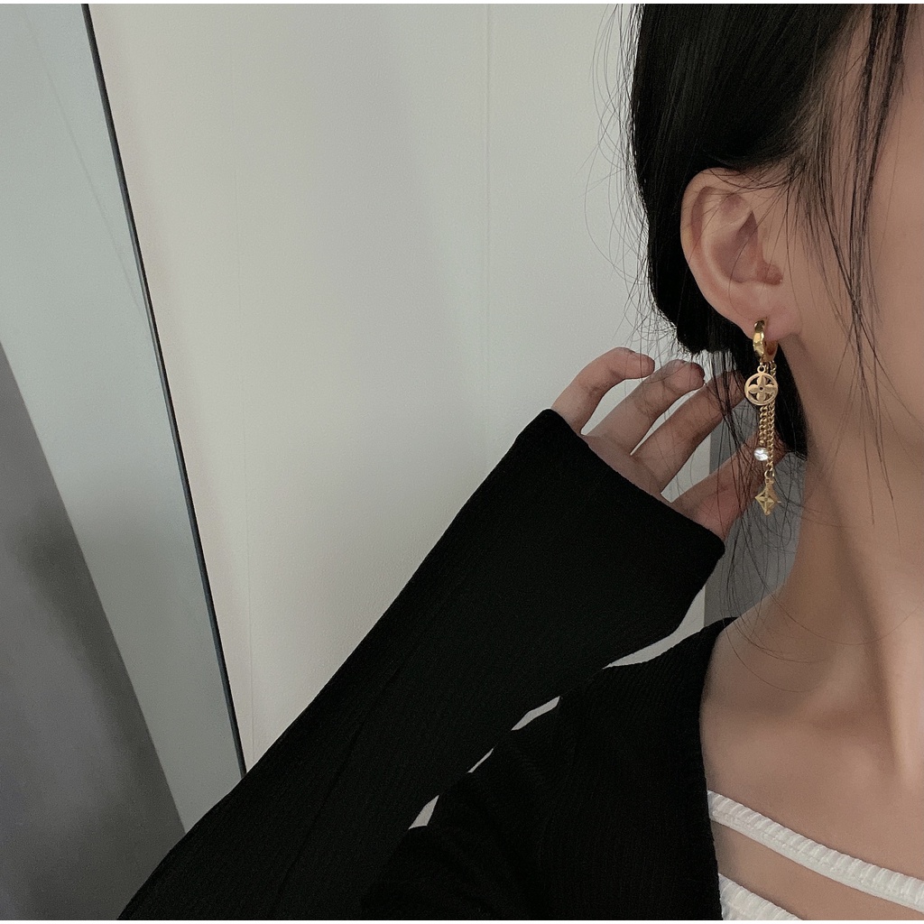 Khuyên Tai Mạ Vàng Đính Đá Thời Trang Hàn Quốc