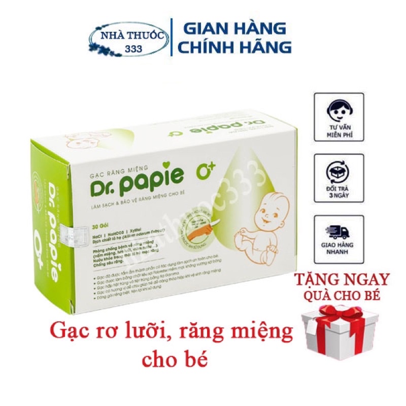 Gạc rơ lưỡi Dr Papie vệ sinh răng miệng cho bé ( 1 GÓI )