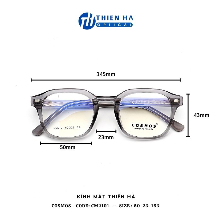 Gọng kính tròn nam nữ Thiên Hà Optical gọng kính nhựa Acetate cốt thép chắc chắn ôm mặt phù hợp độ cận cao COSMOS CM2104