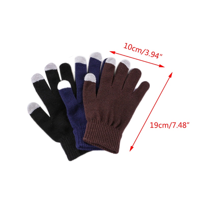 Set 6 Đôi Găng Tay Dệt Kim Dày Dặn Chống Gió Màu Sắc Đơn Giản Giữ Ấm Tốt Có Thể Chạm Màn Hình Cảm Ứ