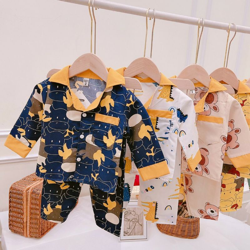 Đồ bộ cho bé pijama dài tay AM798 - đồ bộ bé trai và đồ bộ bé gái cộc tay xinh xắn AM935