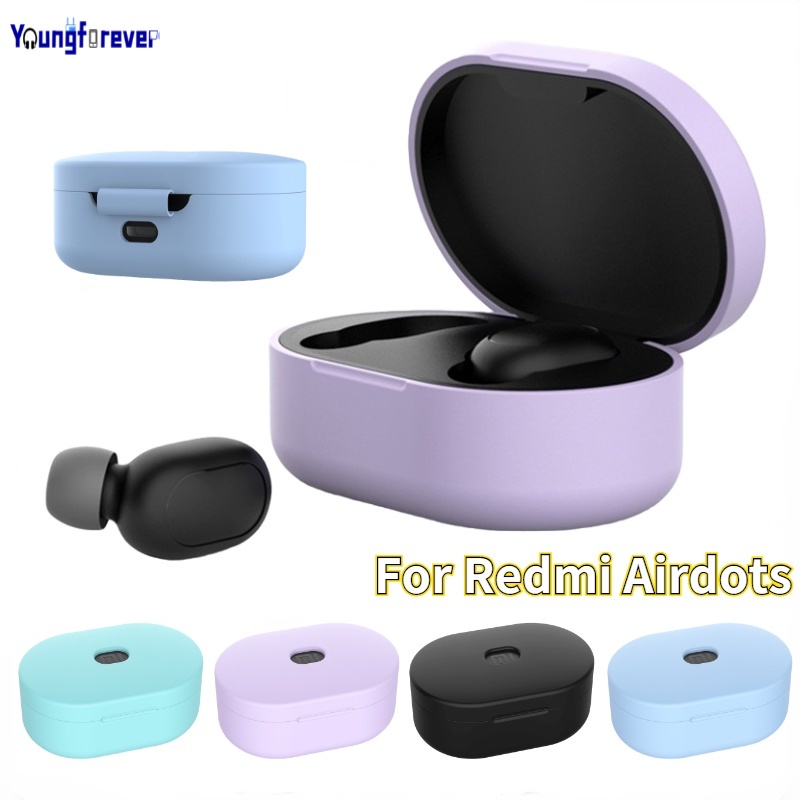 Vỏ bảo vệ hộp sạc tai nghe Redmi Airdots màu trơn chống trượt