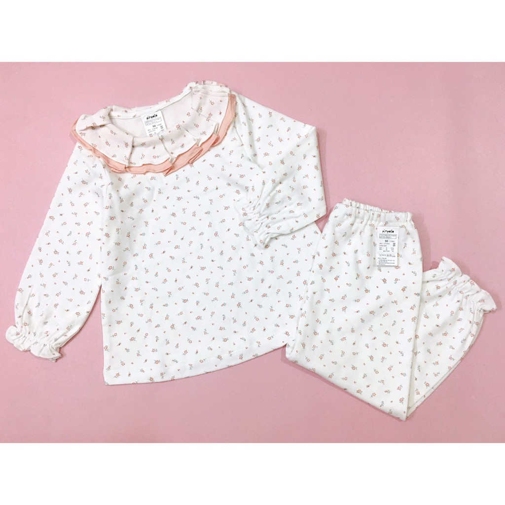 Sét pijama hoa nhí cổ bèo xuất Hàn