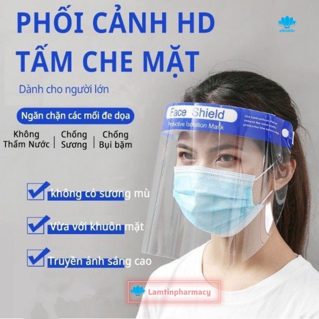 Kính chắn giọt bắn face shield cao cấp - chống giot bắn cho bé từ 15 tuổi, người lớn tiện dụng - đảm bảo hàng như hình