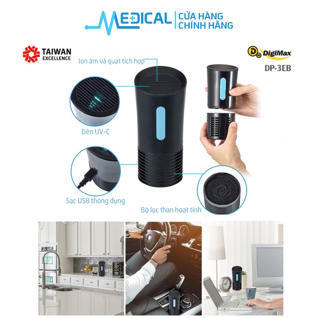 Máy diệt khuẩn cá nhân 3 in 1 DIGIMAX U-VC, 20m2,10.000 giờ, nguồn USB 5V (DP-3EB) - MEDICAL