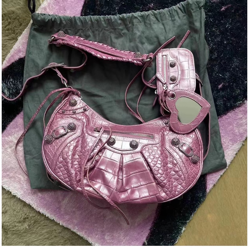 Túi Denim Hình Trái Tim Đính Kim Cương Lấp Lánh Siêu Sáng Bóng Cho Xe Máy