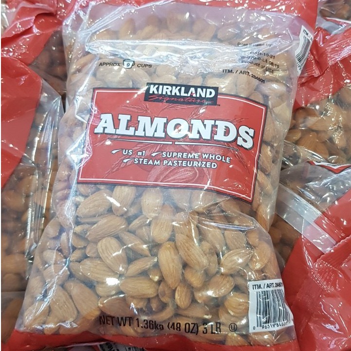 {HSD 10/21} Hạt hạnh nhân nguyên hạt không muối Kirkland Almonds 1,36kg (Mỹ)