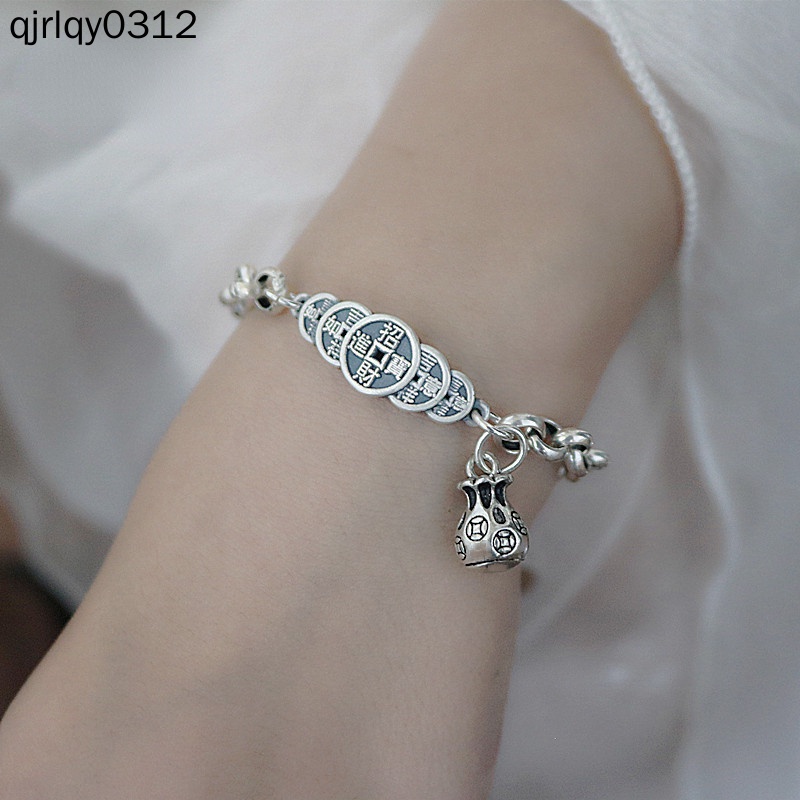 Vòng Tay Bạc sterling s925 Mặt Năm Đồng Xu May Mắn Cho Cặp Đôi