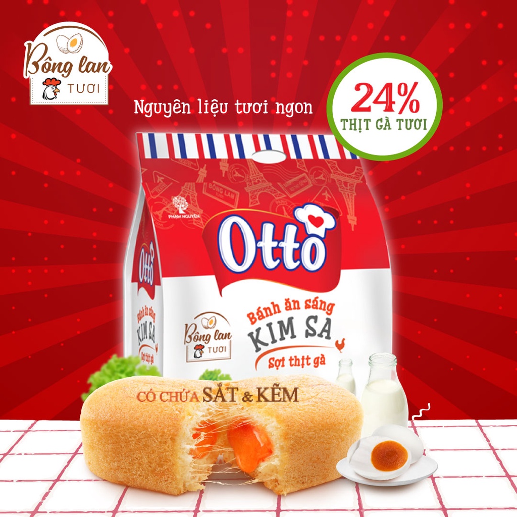 [DATE SIÊU MỚI] CHÍNH HÃNG Combo 3 Túi bánh ăn sáng sợi thịt gà kim sa - Otto 101.5g