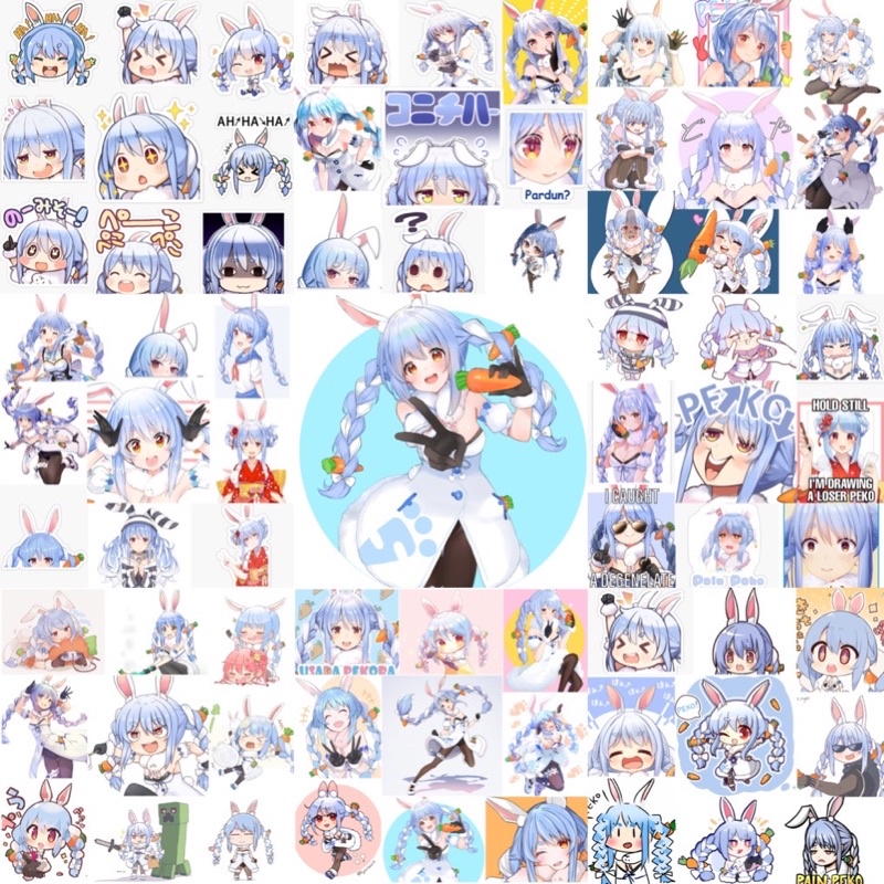 Sticker Usada pekora 62 hình ép lụa khác nhau / Hình dán Hololive Usada Pekora