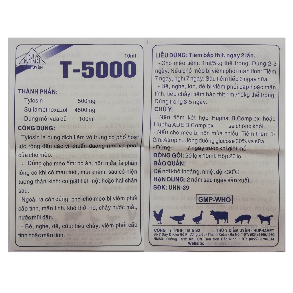 1 lọ T5000 10 ml dùng tốt cho chó mèo tiêu chảy nôn mửa