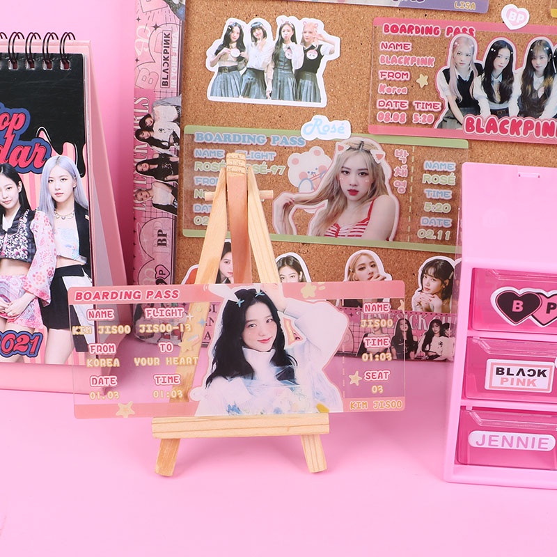 VPP250 Thẻ mô phỏng vé máy bay họa tiết thần tượng trong suốt hình ảnh nhóm nhạc BlackPink