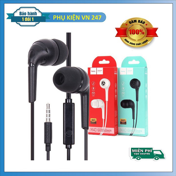 Tai Nghe Hoco M40 Kèm Mic Thoại Dây TPE Đàn Hồi Jack 3.5mm Cho Smart phone - Table