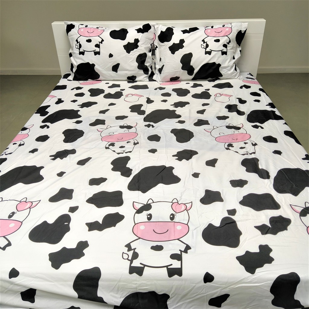 Bộ Chăn Ga Giường Accasa  03-05 Món Cotton Poly Lifestyle Milky Cow Bò Sữa 550 Sợi Chống Phai Nhăn Xù Lông Malaysia