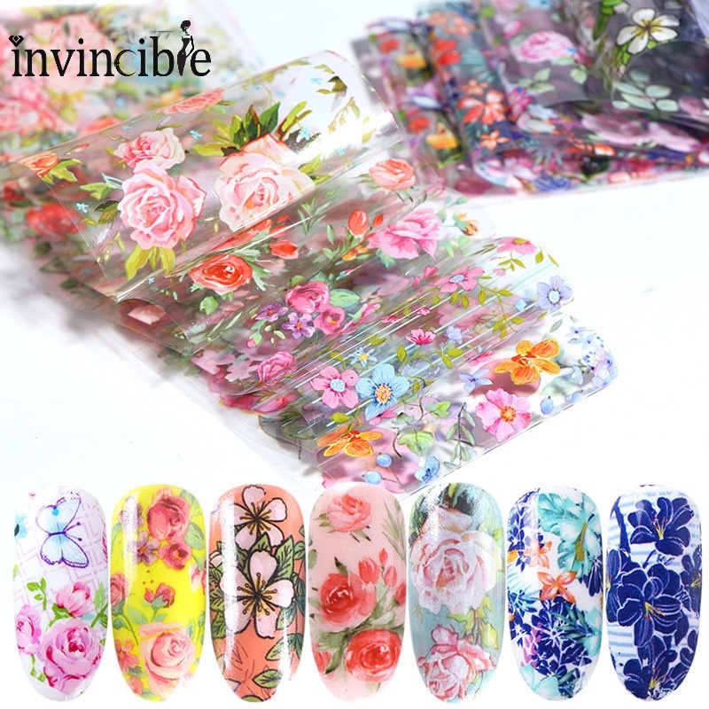 Set 10 Miếng Dán Móng Tay Tự Dính Họa Tiết Retro Cho Nữ