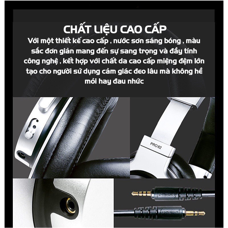 Tai Nghe Chụp Tai Kiểm Âm Takstar Pro 82 Cao Cấp Chuyển Cho Phòng Thu, Game Thủ, Livestream, Chất Lượng Đỉnh Cao.