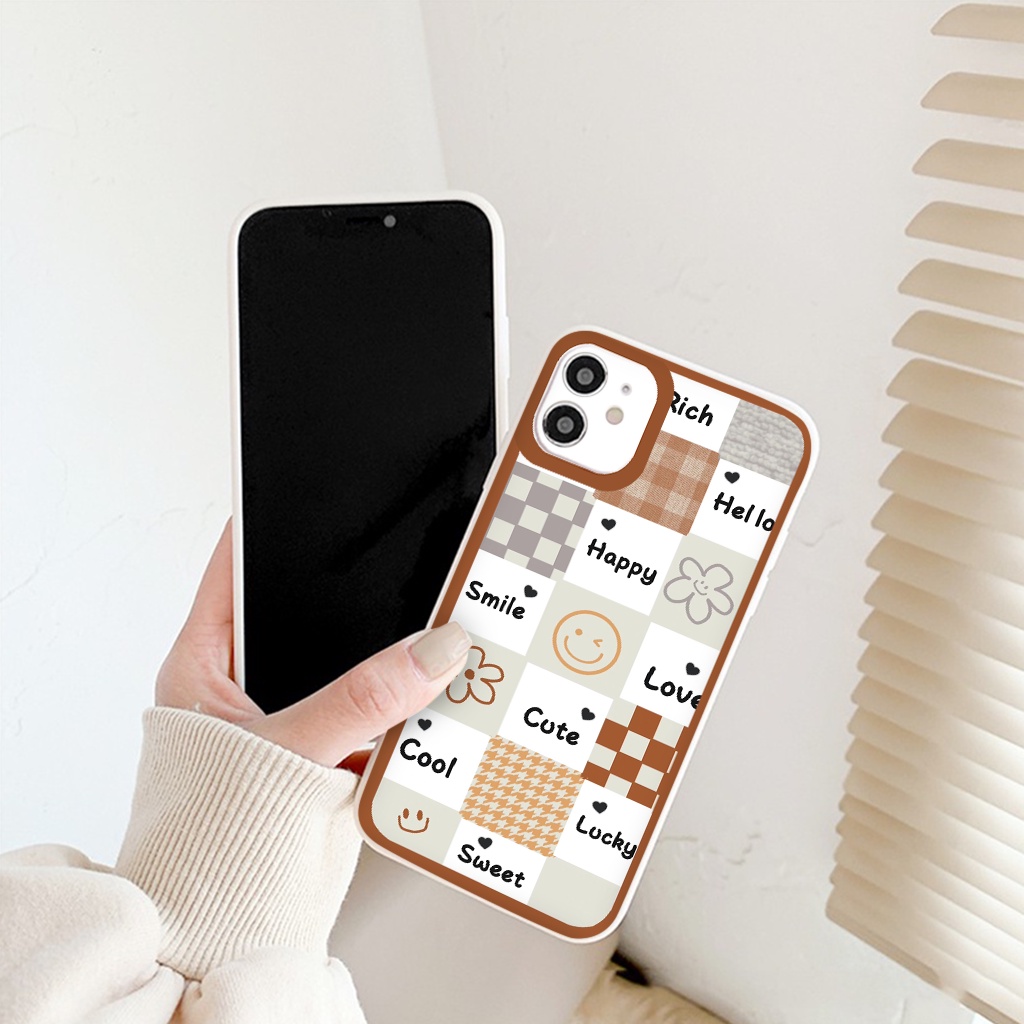 Ốp lưng iphone màu nâu caro cảm xúc ốp iPhone 12promax vuông cạnh đủ mã 6 đến 13pro 13promax th305