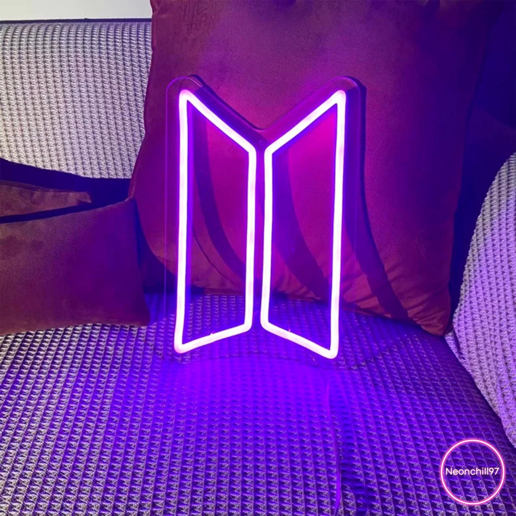 Logo BTS neon sign, Neonchill97, Đèn led neon logo BTS, 25 x 40 cm, Màu tím