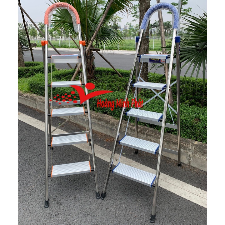 Thang nhôm ghế gia đình inox NiNDA NDI05 - 5 bậc❤️❤️❤️Chiều cao sử dụng: 123 cm