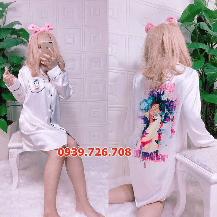Đầm ngủ nữ❤️FREESHIP❤️ Váy ngủ đầm ngủ pijama kiểu dáng sơ mi hàng thiết kế chất vải lụa cao cấp - HÀNG CÓ SẴN | BigBuy360 - bigbuy360.vn