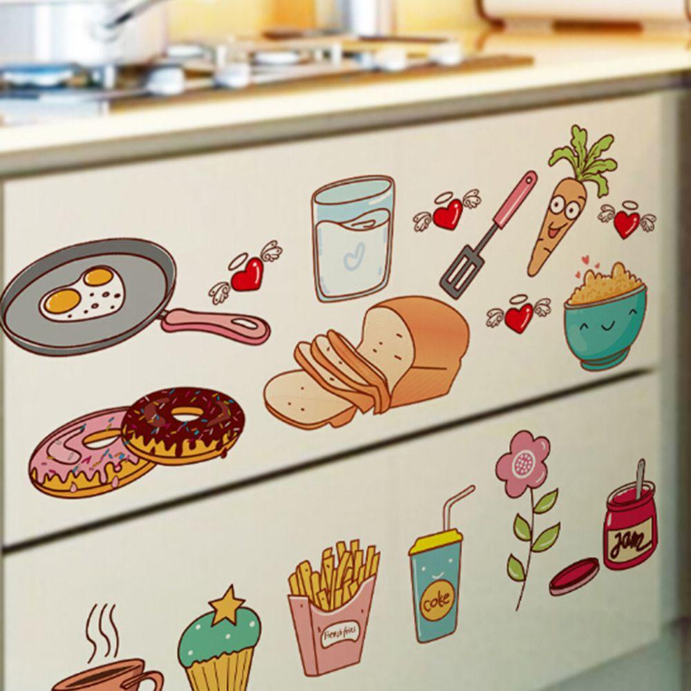 Sticker Dán Tường Tự Dính Chống Thấm Nước Họa Tiết Thức Ăn Vui Nhộn