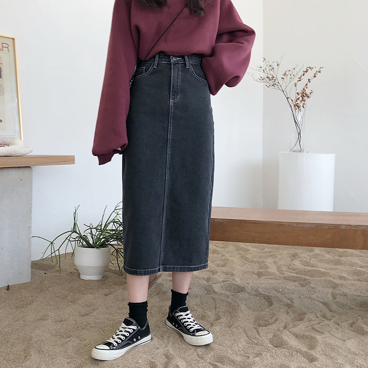 Chân Váy Denim Lưng Cao Xẻ Tà Xiaozhainv Phong Cách Hàn Quốc Cho Nữ | BigBuy360 - bigbuy360.vn