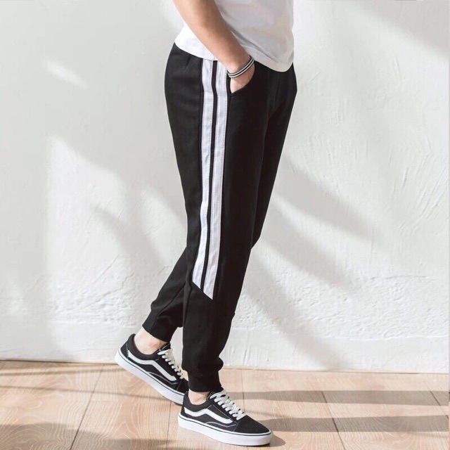 Quần jogger nỉ sọc đôi nam nữ