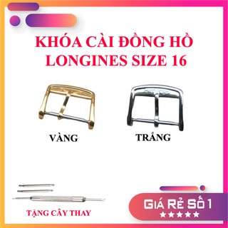 Khóa đồng hồ Longines cao cấp size 16mm màu vàng, trắng