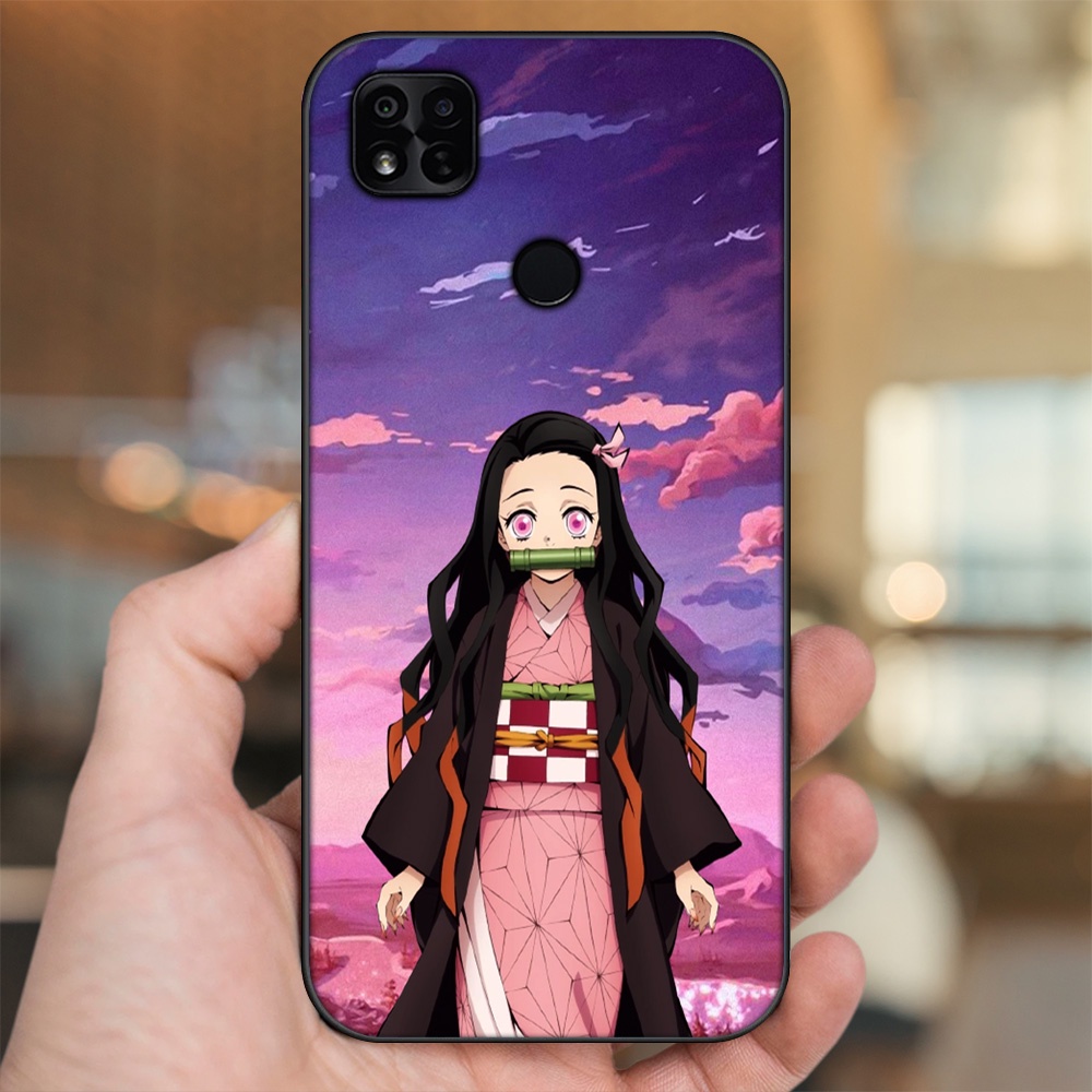 Ốp lưng Xiaomi Redmi 10A viền đen in hình Nezuko Kimetsu no Yaiba