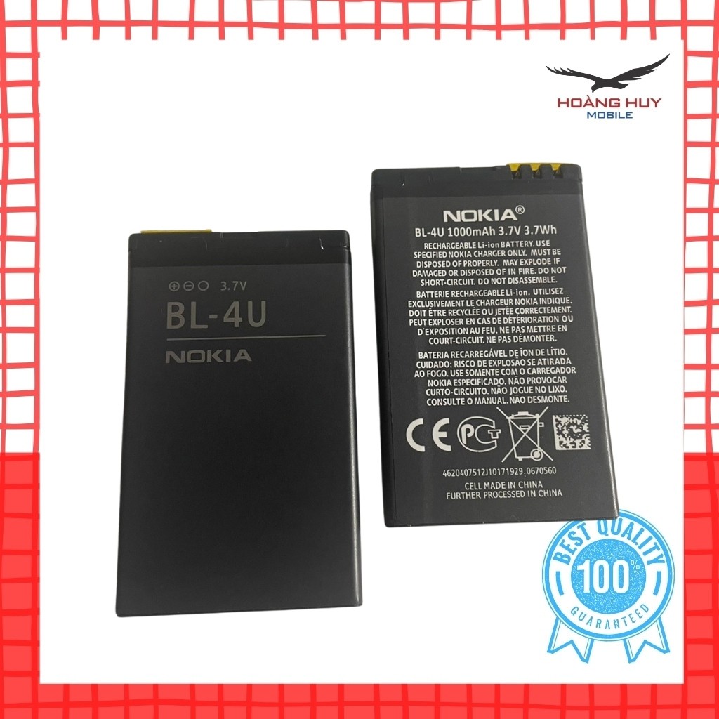Pin Nokia BL-4U Dung Lượng 1000mAh BL-4U Dành Cho Máy  301 / 305 / 306 / 308 / 309 / 501 / 210 / 500