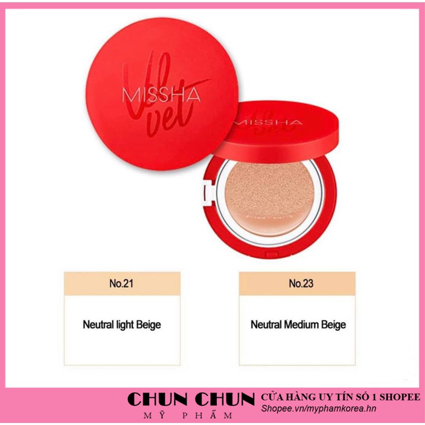 Phấn nước Missha Velvet Finish Cushion SPF50+ PA+++ Màu Đỏ 2 Tone Màu giúp che khuyết điểm có khả năng chống nắng