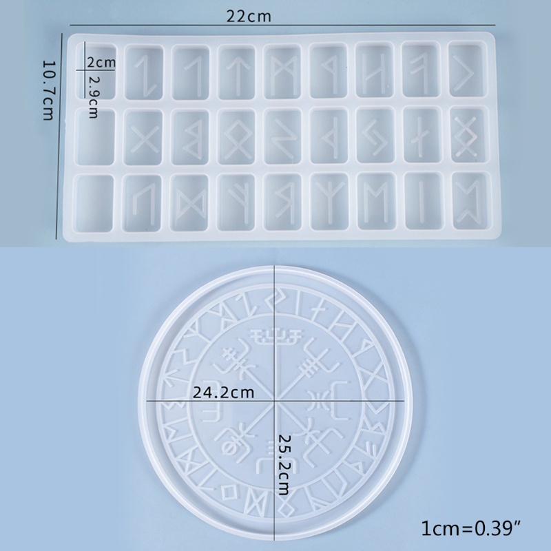 Set 2 Khuôn Silicon Epoxy Resin Biểu Tượng Runes Cho Bàn Chơi Game Viking