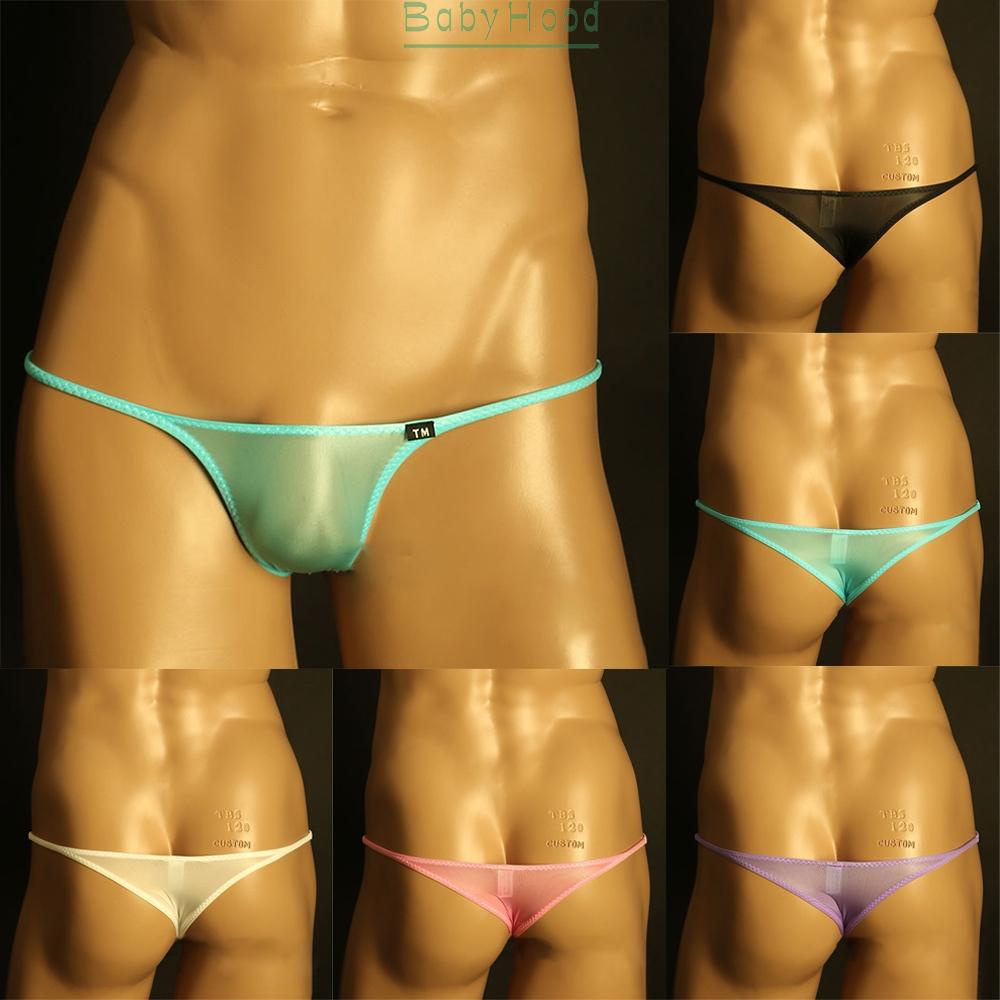 Men\'s G-String Underwear T-Back Briefs Sexy Micro Low-rise Bikini See Through#BBHOOD